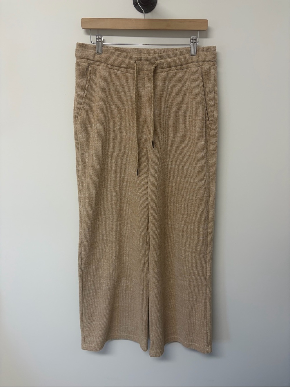7 For All Mankind Wide Leg Knit Lounge Pants Beige Size M